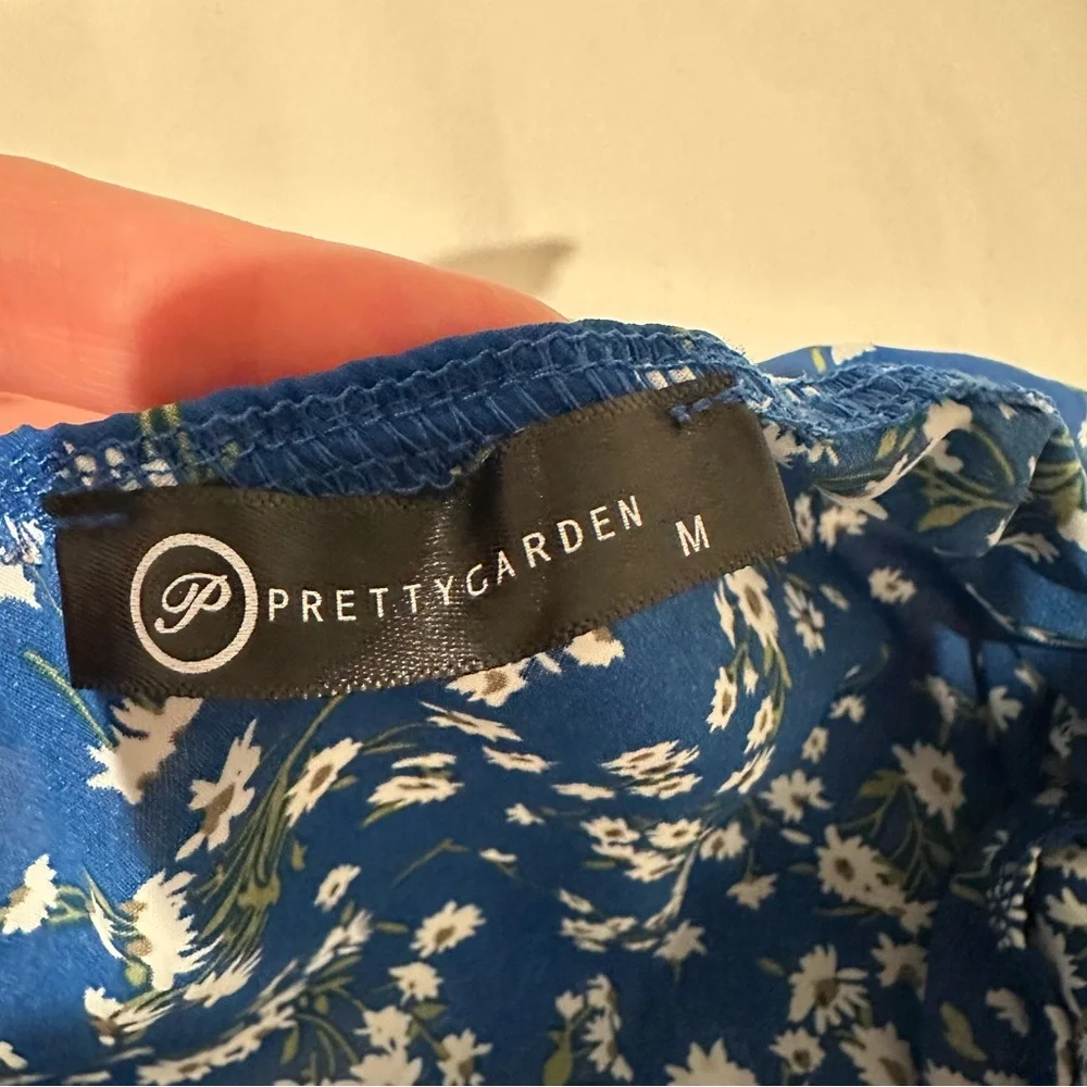 Floral Blue One Shoulder Dress - Picture 4 of 4